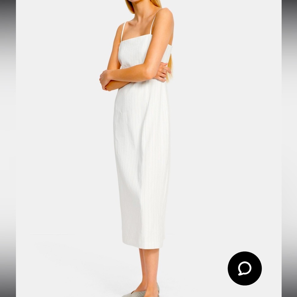 Theory White Multi Striped Linen Clean Strap Dress Sz2